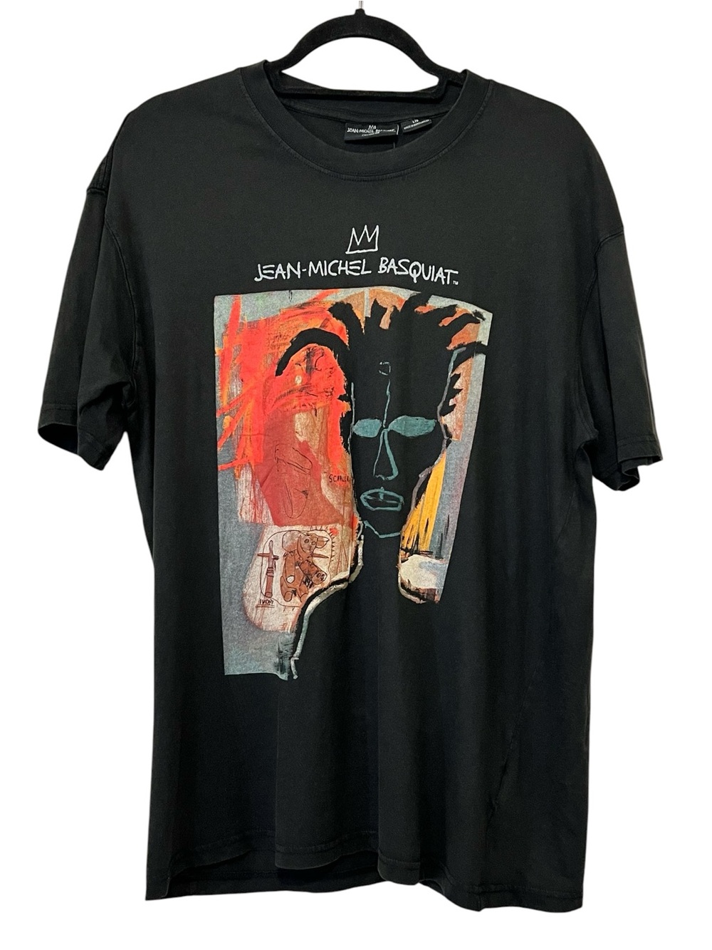 Jean-Michel Basquiat self-portrait graphic t-shirt, Men’s, Color Black, Large